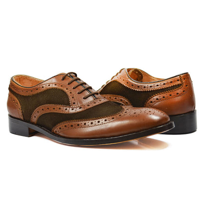 ARCHER All Leather Spectator with Full Broguing by Paul Malone Paul Malone Shoes - Paul Malone.com