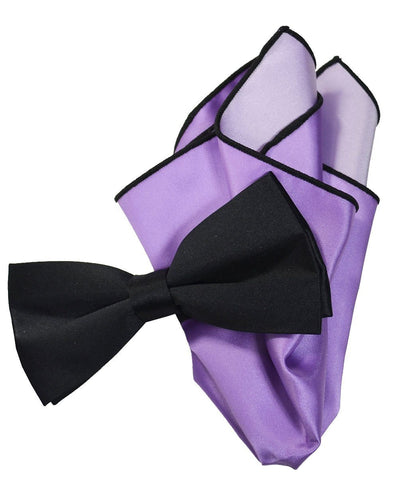 Solid Black Pre-Tied Bow Tie and Pocket Square Paul Malone Bow Ties - Paul Malone.com