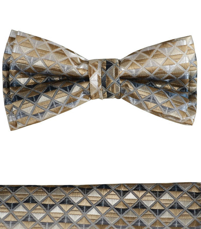 Gold Brown Boys Bow Tie and Pocket Square Set, Pre-tied Paul Malone Bow Tie - Paul Malone.com
