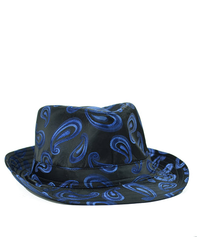 Fashion Hat in Black and Royal Paisleys Paul Malone Hats - Paul Malone.com