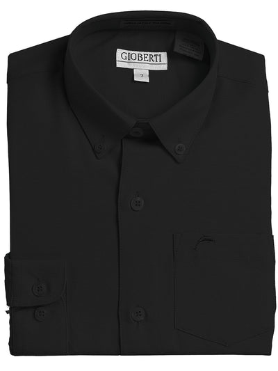 Black Boys Long Sleeve Oxford Button Down Dress Shirt Gioberti Shirts - Paul Malone.com