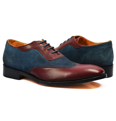 FLYNN Brown and Burgundy Leather Oxfords Paul Malone Shoes - Paul Malone.com
