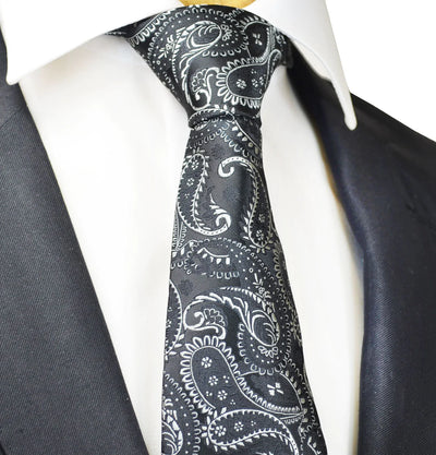 Black Fashionable Paisley Tie Paul Malone Ties - Paul Malone.com