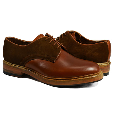 HARVARD Brown Derby in Nappa and Suede Leathers Paul Malone Shoes - Paul Malone.com