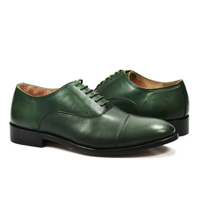 HUDSON Cap-toe in Smoke Pine Green, Full Leather by Paul Malone Paul Malone Shoes - Paul Malone.com