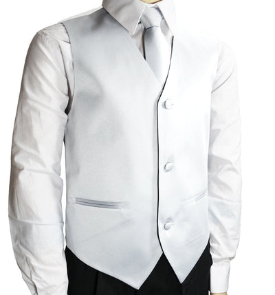 Solid White Boys Vest and Necktie Set Brand Q Vest - Paul Malone.com