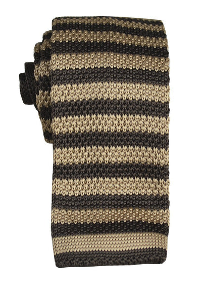 Tan and Brown Striped Knit Tie by Paul Malone Paul Malone Ties - Paul Malone.com