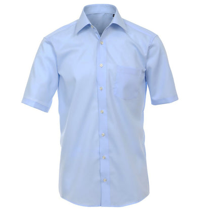 Light Blue Poplin Short Sleeve Dress Shirt Modena Shirts - Paul Malone.com