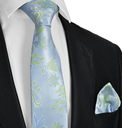 Sky Blue and Green Necktie Set Paul Malone Ties - Paul Malone.com