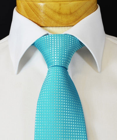 Extra Long Angel Blue Men's Tie with Microchecks BerlinBound Ties - Paul Malone.com