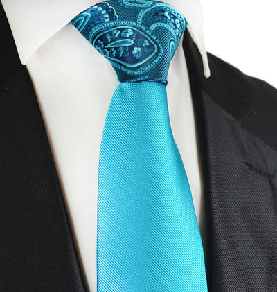 Turquoise Contrast Knot Tie by Paul Malone Paul Malone Ties - Paul Malone.com