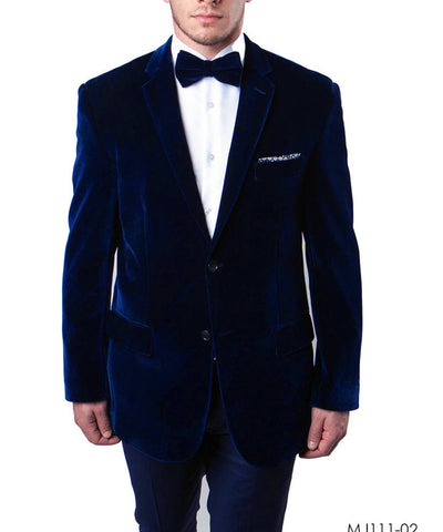 Navy 2-Button Men's Velvet Jacket Tazio Suits - Paul Malone.com