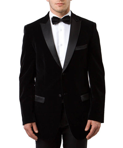 Black 2-Button Men's Velvet Jacket Tazio Suits - Paul Malone.com