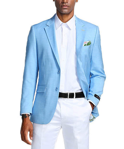 Sky Blue Slim Fit 2 Button Blazer PaulMalone.com Suits - Paul Malone.com