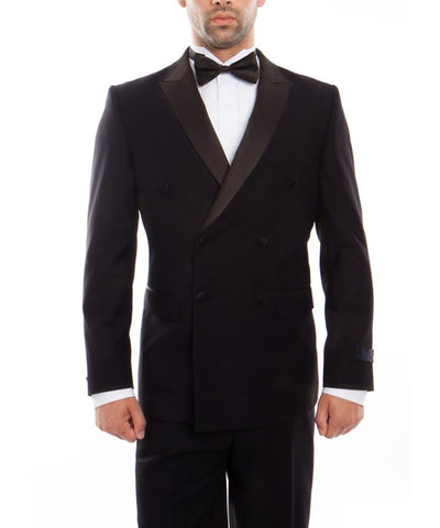 Black Double Breasted Tuxedo with Shawl Lapel Bryan Michaels Suits - Paul Malone.com