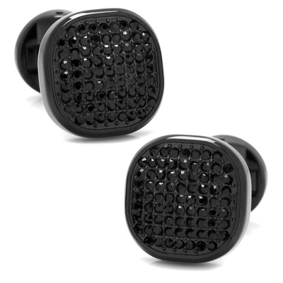 Black Stainless Steel Black Pave Crystal Cufflinks Ox and Bull Trading Co. Cufflinks - Paul Malone.com