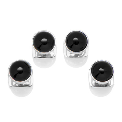 Sterling Silver Ribbed Onyx Studs Ox and Bull Trading Co. Studs - Paul Malone.com