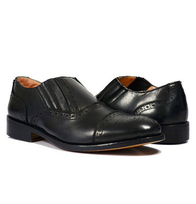 OSCAR Black Wing-Tip Loafers, All Leather by Paul Malone Paul Malone Shoes - Paul Malone.com