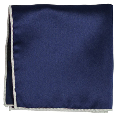 Solid Pocket Square in Navy with White Border Paul Malone  - Paul Malone.com