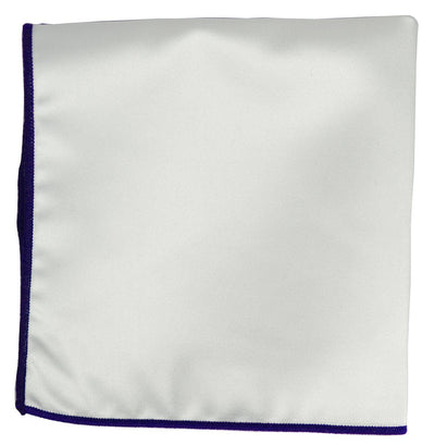 Solid Pocket Square in White with Navy Border Paul Malone  - Paul Malone.com