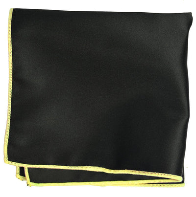 Solid Pocket Square in Black with Yellow Border Paul Malone  - Paul Malone.com