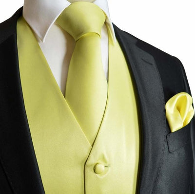 Solid Yellow Tuxedo Vest Set Brand Q Vest - Paul Malone.com