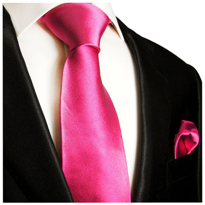 Solid Magenta Necktie and Pocket Square Paul Malone Ties - Paul Malone.com