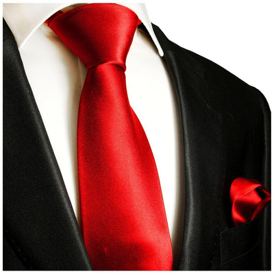 Solid Bright Red Necktie and Pocket Square Paul Malone Ties - Paul Malone.com