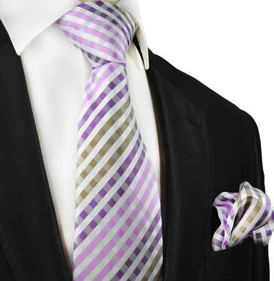Purple and Brown Silk Tie and Pocket Square Paul Malone Ties - Paul Malone.com