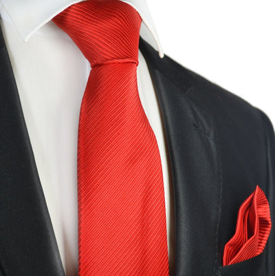 Solid Red 7-fold Silk Tie and Pocket Square Paul Malone Ties - Paul Malone.com