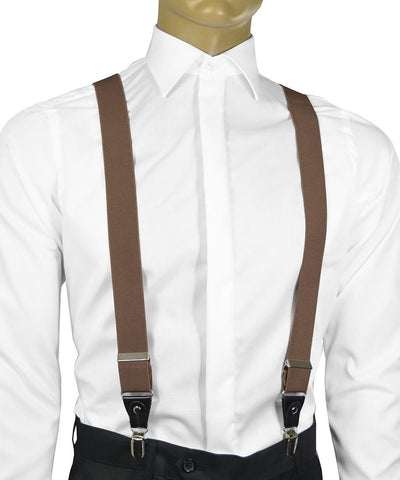 Solid Brown Men's Suspenders Suspenders Suspenders - Paul Malone.com
