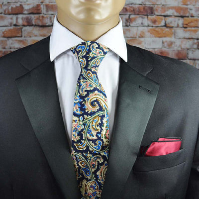 Cream and Blue Paisley Cotton Men's Tie by TiePassion Tie Passion Ties - Paul Malone.com