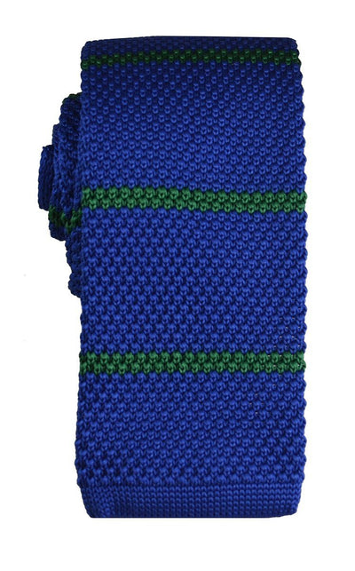 Blue and Green Striped Knit Tie Paul Malone Ties - Paul Malone.com