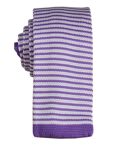 Purple and White Striped Knit Tie Paul Malone Ties - Paul Malone.com
