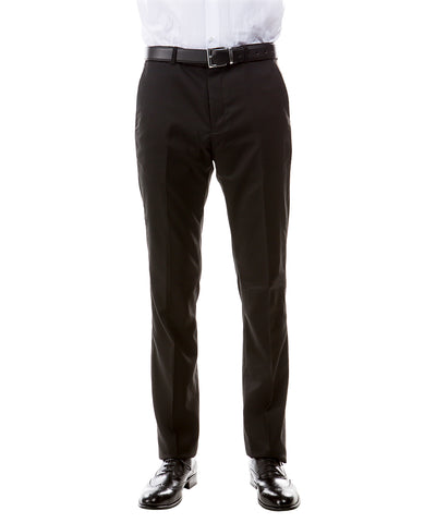 Black Modern Fit Flat Front Pants by Zegarie ZeGarie Pants - Paul Malone.com