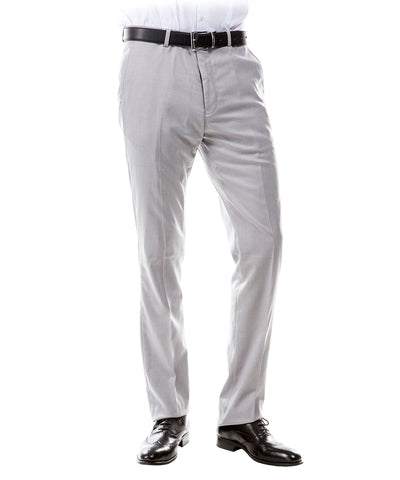 Light Grey Modern Fit Flat Front Pants by Zegarie ZeGarie Pants - Paul Malone.com