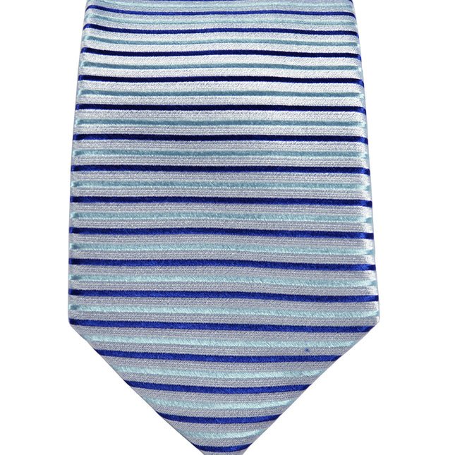 Blue Striped Silk Necktie Set By Paul Malone