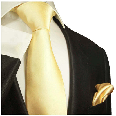 Solid Mellow Yellow Silk Necktie Set By Paul Malone Paul Malone Ties - Paul Malone.com