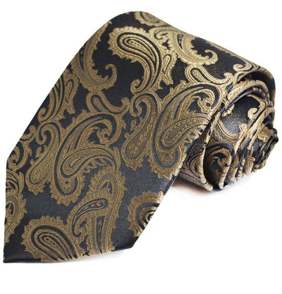Brown and Black Paisley Silk Necktie by Paul Malone Paul Malone Ties - Paul Malone.com