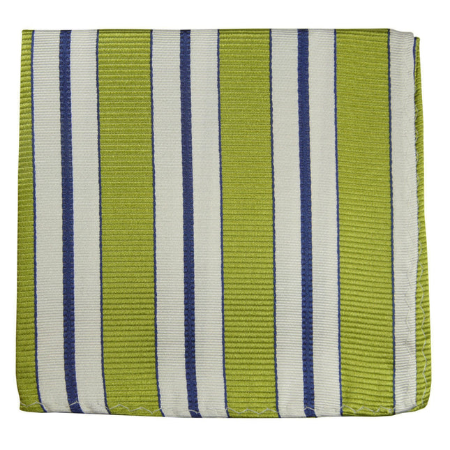Green, White and Navy Striped Silk Pocket Square Paul Malone Pocket Square - Paul Malone.com