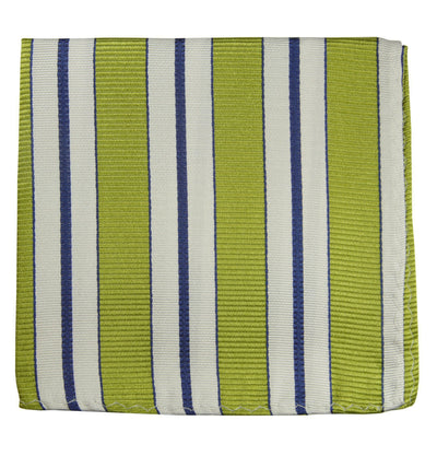 Green, White and Navy Striped Silk Pocket Square Paul Malone Pocket Square - Paul Malone.com