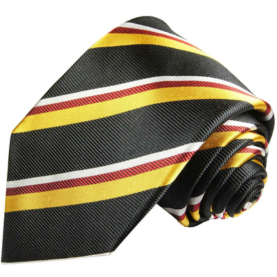 Black, Gold and Red Striped Silk Tie Paul Malone Ties - Paul Malone.com