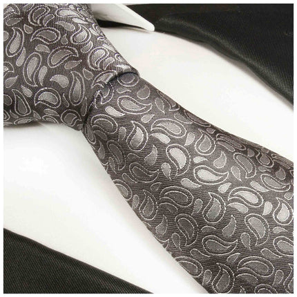 Charcoal Paisley Silk Tie by Paul Malone Paul Malone Ties - Paul Malone.com
