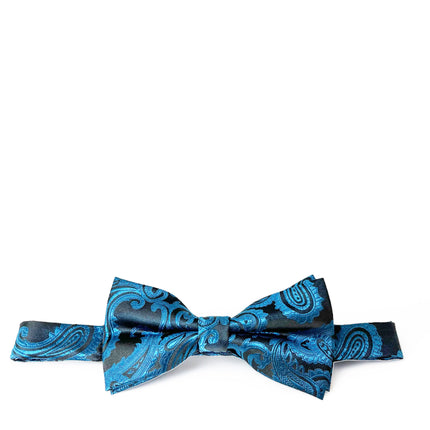 Metallic Blue and Black Paisley Bow Tie Brand Q Bow Ties - Paul Malone.com