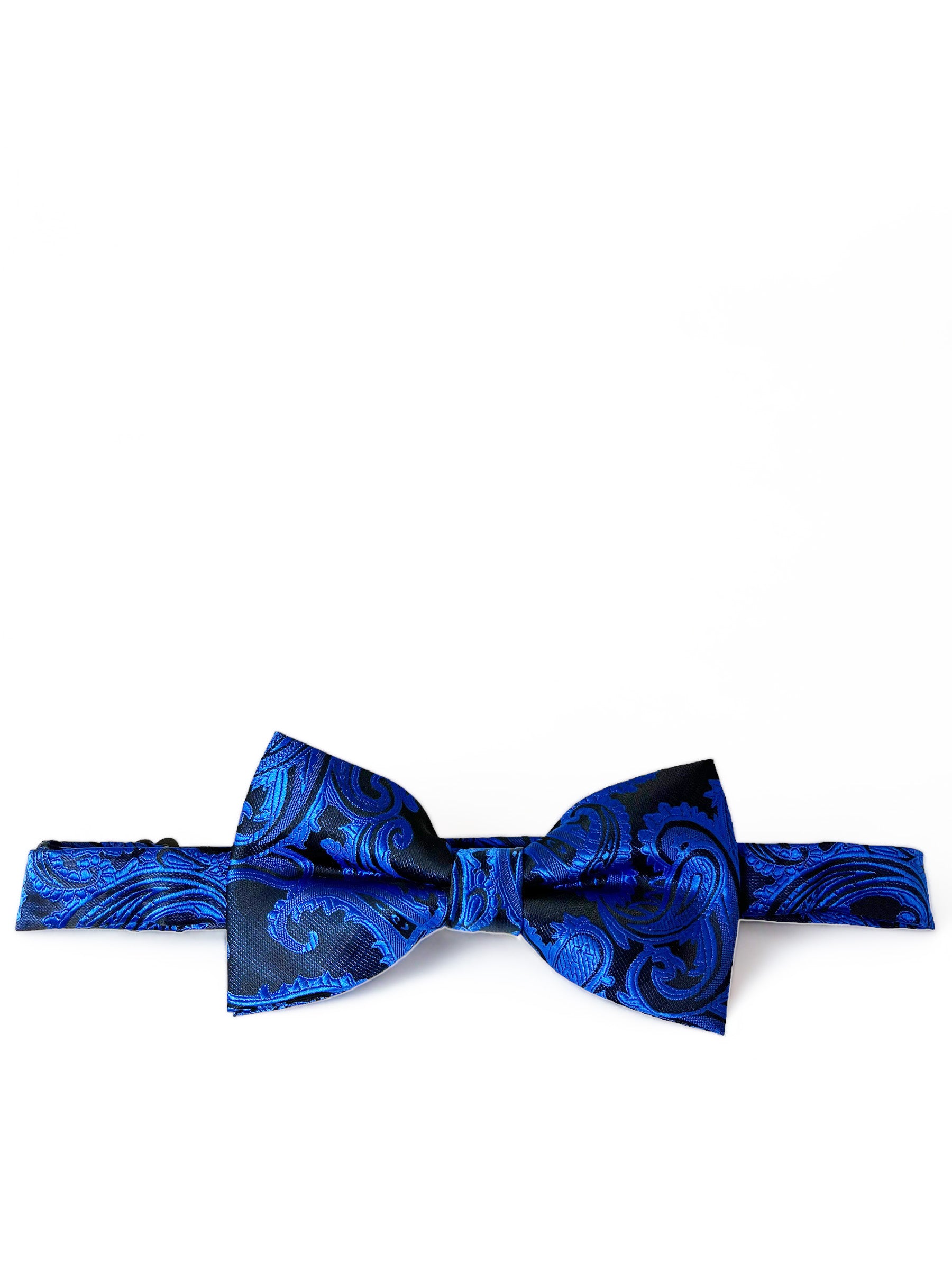 Royal Blue and Black Paisley Bow Tie