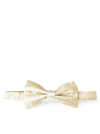 Classic Champagne Paisley Bow Tie and Pocket Square Paul Malone Bow Ties - Paul Malone.com