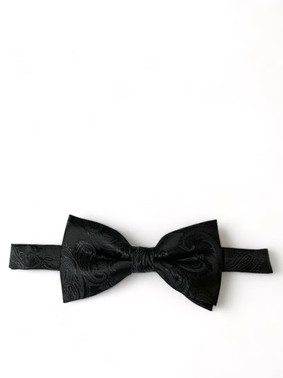 Classic Black Paisley Bow Tie and Pocket Square Paul Malone Bow Ties - Paul Malone.com