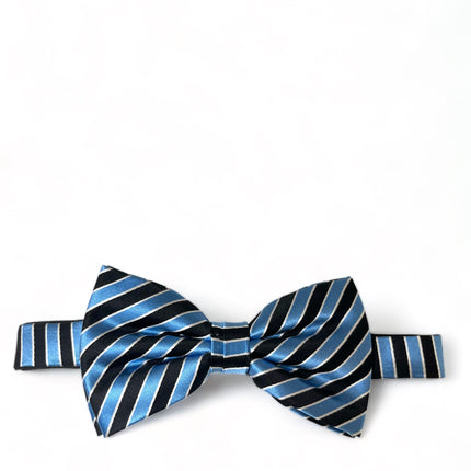 Light Blue and Black Striped Silk Bow Tie Paul Malone Bow Ties - Paul Malone.com