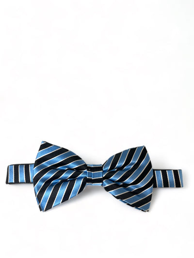 Light Blue and Black Striped Silk Bow Tie Paul Malone Bow Ties - Paul Malone.com