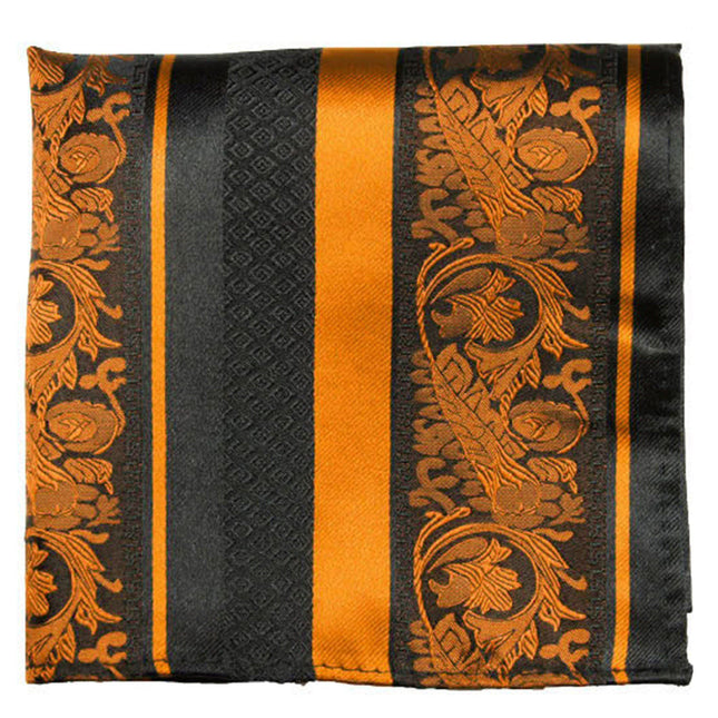 Fire Orange and Black Silk Pocket Square Paul Malone Pocket Square - Paul Malone.com
